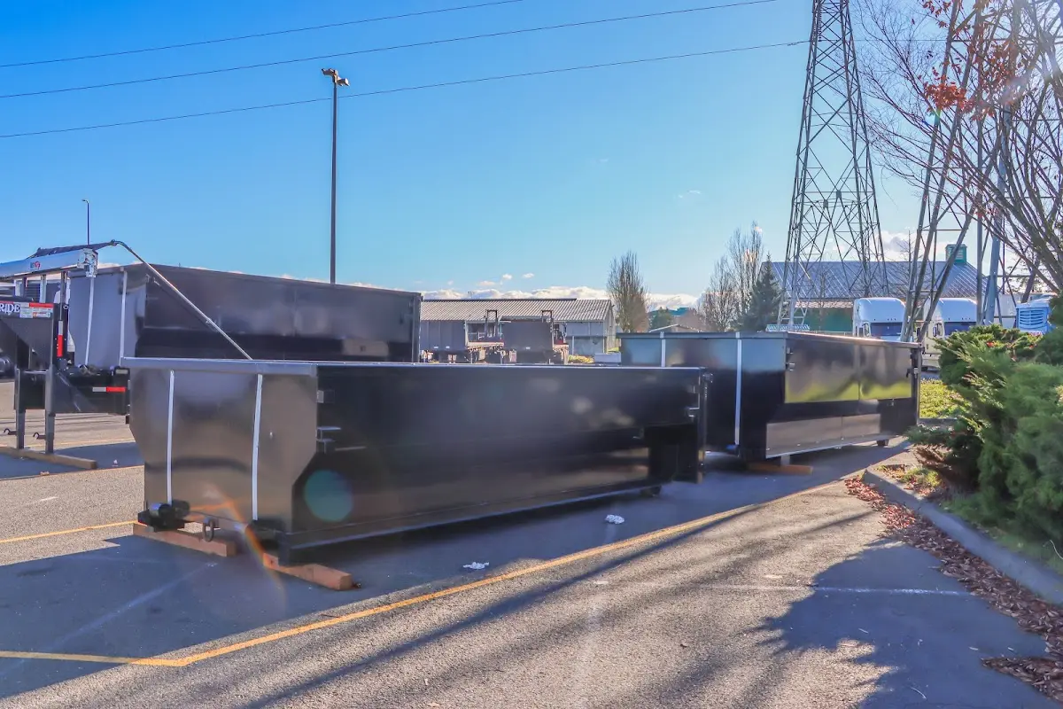 Roll-off dumpster ready for waste disposal at job site for 12 Yard Dumpster Rental in Green Brook